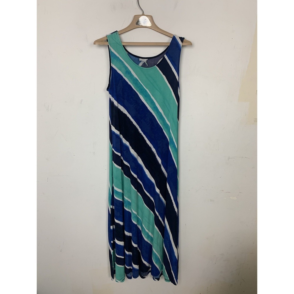 Chicos Womens Dress 0 Small Maxi Travel Striped Travelers Nautical Beachy Cruise